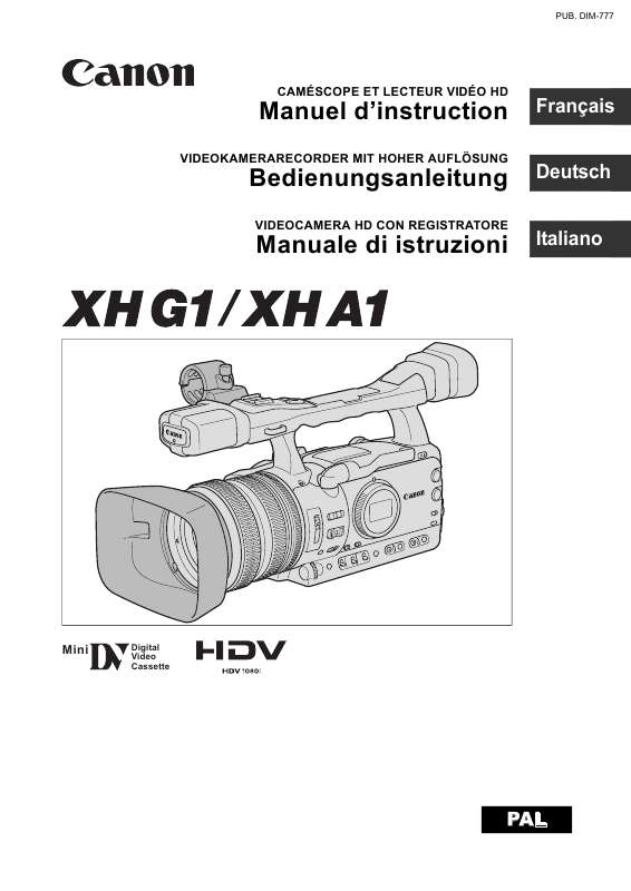 Notice CANON XH A1 action cam Trouver une solution à un problème